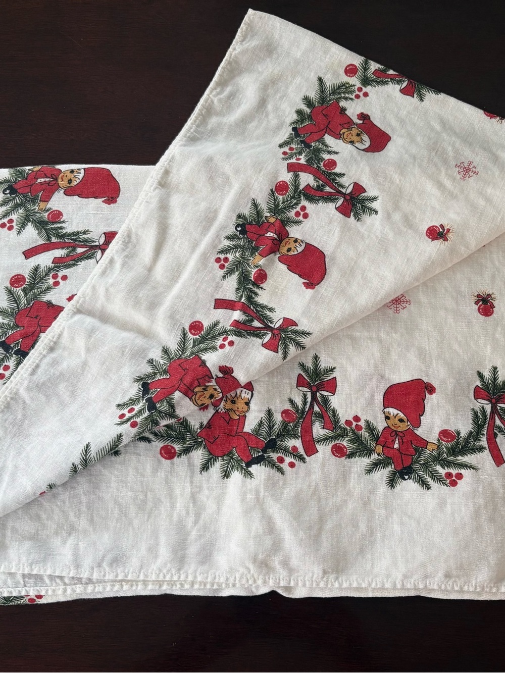 Tablecloth  62”x 56” Christmas Red & White Holiday